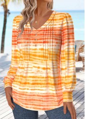 Orange Tummy Coverage Tie Dye Print T Shirt | thumb picture 