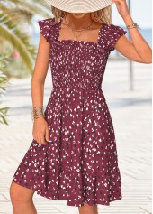 Wine Red Tummy Coverage Leopard Short Sleeve Dress | thumb picture 