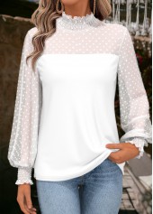 White Tummy Coverage Long Sleeve Turtleneck T Shirt
