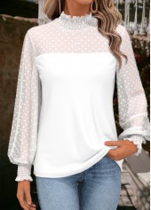 White Tummy Coverage Long Sleeve Turtleneck T Shirt | thumb picture 