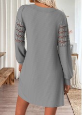 Grey Tummy Coverage Short Long Sleeve V Neck Dress | thumb picture 