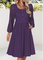 Purple Tummy Coverage Long Sleeve Square Neck Dress | thumb picture 