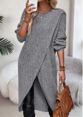 Dark Grey Marl Tummy Coverage High Low Dress