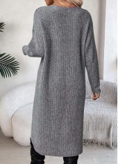 Dark Grey Marl Tummy Coverage High Low Dress | thumb picture 