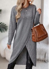 Dark Grey Marl Tummy Coverage High Low Dress | thumb picture 