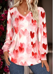 Pink Tuck Stitch Valentine's Day Print T Shirt | thumb picture 