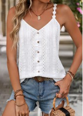 White Tummy Coverage Strappy V Neck Camisole Top