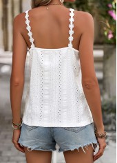 White Tummy Coverage Strappy V Neck Camisole Top | thumb picture 