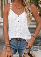 White Tummy Coverage Strappy V Neck Camisole Top | thumb picture 