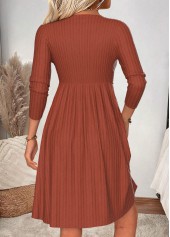 Brick Red Tummy Coverage Long Sleeve V Neck Dress | thumb picture 