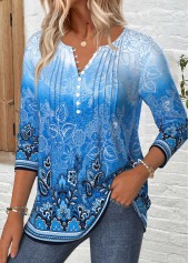 Blue Tummy Coverage Tribal Print Long Sleeve T Shirt | thumb picture 