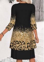 Black Tummy Coverage Ombre Bracelet Sleeve Dress and Cardigan | thumb picture 