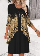 Black Tummy Coverage Ombre Bracelet Sleeve Dress and Cardigan | thumb picture 
