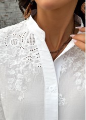 White Tummy Coverage 3/4 Sleeve Split Neck Shirt | thumb picture 