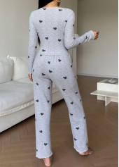 Light Grey Heart Print Lounge Top and Pants | thumb picture 