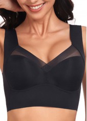 Black Color V Neck Detail Bra