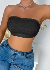 Black Strapless Lace Seamless Bandeau Bra | thumb picture 