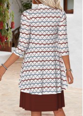 Deep Red Tummy Coverage 3/4 Sleeve Dress and Cardigan | thumb picture 