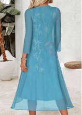 Blue Tummy Coverage Floral Print Dress and Cardigan | thumb picture 