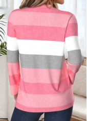Pink Tummy Coverage Striped Long Sleeve T Shirt | thumb picture 