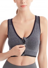 Dark Grey Marl V Neck Sports Bra