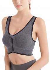 Dark Grey Marl V Neck Sports Bra | thumb picture 