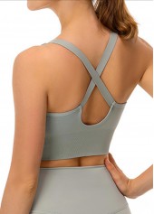 Sage Green Criss Cross Scoop Sports Bra | thumb picture 