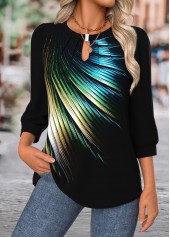 Black Tummy Coverage Dazzle Colorful Print T Shirt | thumb picture 