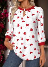 Red Tummy Coverage Valentine's Day Print T Shirt