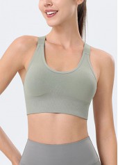 Sage Green Adjustable Straps Scoop Sports Bra
