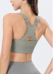 Sage Green Adjustable Straps Scoop Sports Bra | thumb picture 