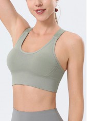 Sage Green Adjustable Straps Scoop Sports Bra | thumb picture 