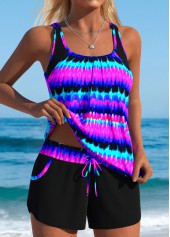 Tummy Coverage Mid Waisted Tie Dye Print Tankini Set | thumb picture 