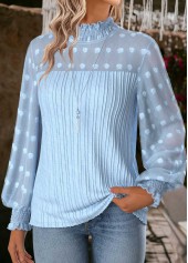Light Blue Tummy Coverage Long Sleeve High Neck Blouse | thumb picture 
