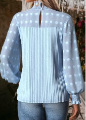 Light Blue Tummy Coverage Long Sleeve High Neck Blouse | thumb picture 