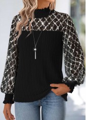 Black Tummy Coverage Long Sleeve High Neck Blouse | thumb picture 