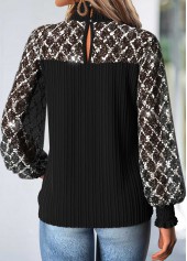 Black Tummy Coverage Long Sleeve High Neck Blouse | thumb picture 