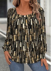 Golden Tummy Coverage Geometric Print Long Sleeve T Shirt | thumb picture 