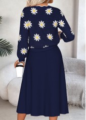 Navy Tummy Coverage Daisy Print Top and Skirt | thumb picture 