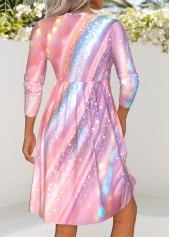 Pink Tummy Coverage Dazzle Colorful Print Short Dress | thumb picture 