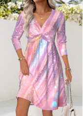 Pink Tummy Coverage Dazzle Colorful Print Short Dress | thumb picture 