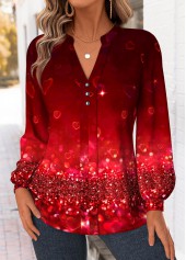 Wine Red Tummy Coverage Ombre Long Sleeve Shirt