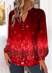 Wine Red Tummy Coverage Ombre Long Sleeve Shirt | thumb picture 