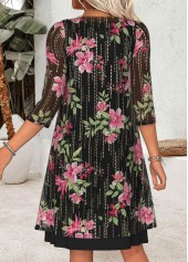 Black Tummy Coverage Floral Print Dress and Cardigan | thumb picture 