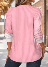 Pink Tummy Coverage Long Sleeve Split Neck Sweatshirt | thumb picture 