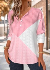 Pink Tummy Coverage Long Sleeve Split Neck Sweatshirt | thumb picture 