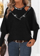 Black Tummy Coverage Long Sleeve Round Neck T Shirt