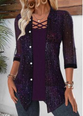 Multi Color Tummy Coverage Fake Two Piece Twinset | thumb picture 