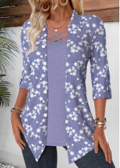 Dusty Purple Tummy Coverage Fake Two Piece Twinset | thumb picture 