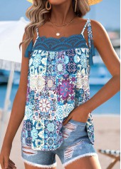 Multi Color Tummy Coverage Tribal Print Strappy Camisole Top | thumb picture 